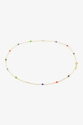 18K Gold-Plated Multicolored Bead Necklace