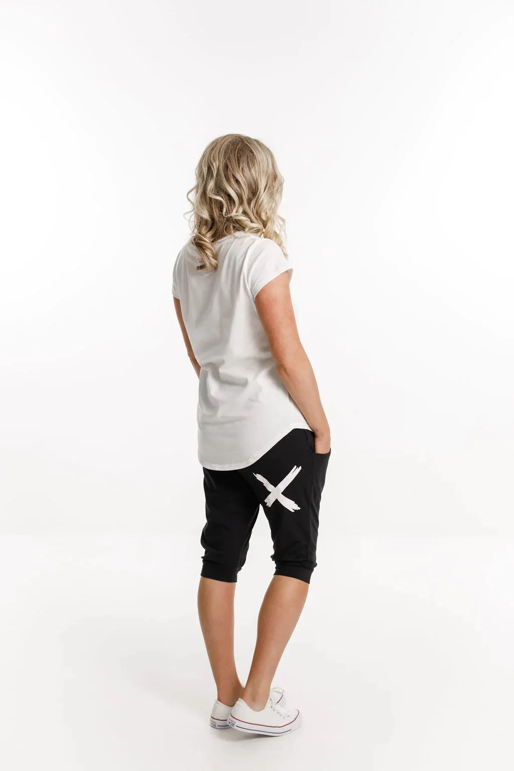 3/4 Apartment Pants | Black with White X