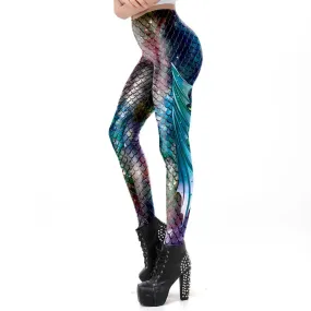 3D Mermaid Fish Scale Print Leggings