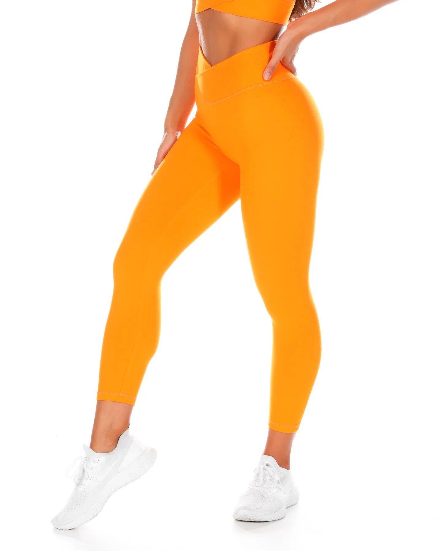 7/8 Cross Over Leggings - Bright Orange