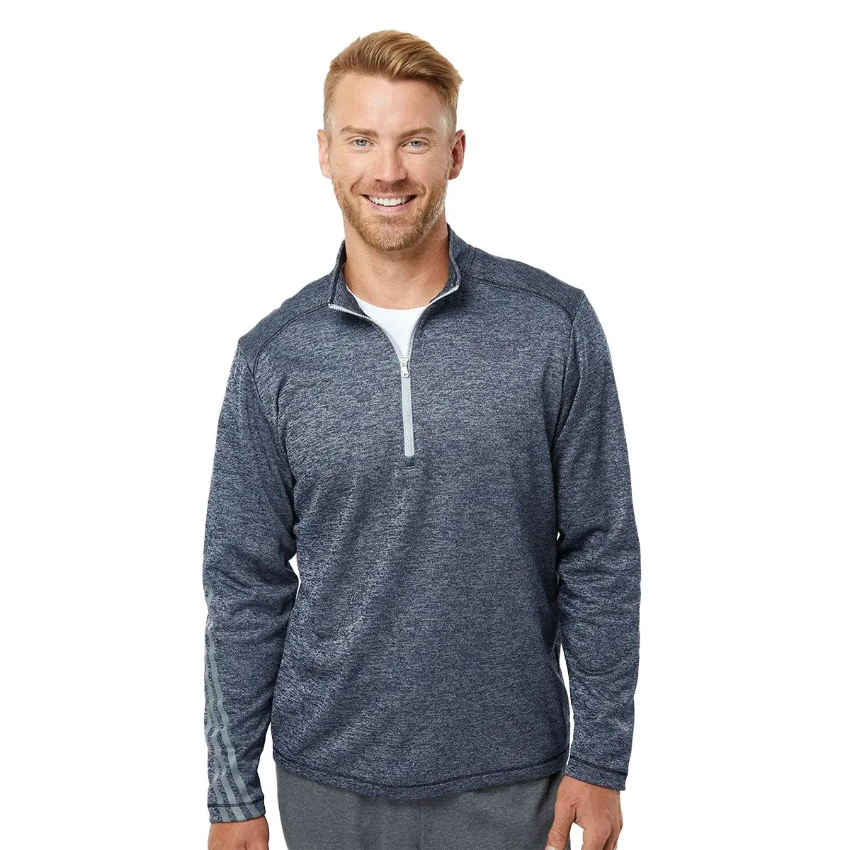 adidas Men's Brushed Terry Heathered Quarter-Zip Pullover