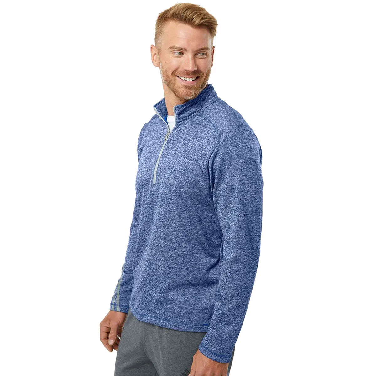 adidas Men's Brushed Terry Heathered Quarter-Zip Pullover