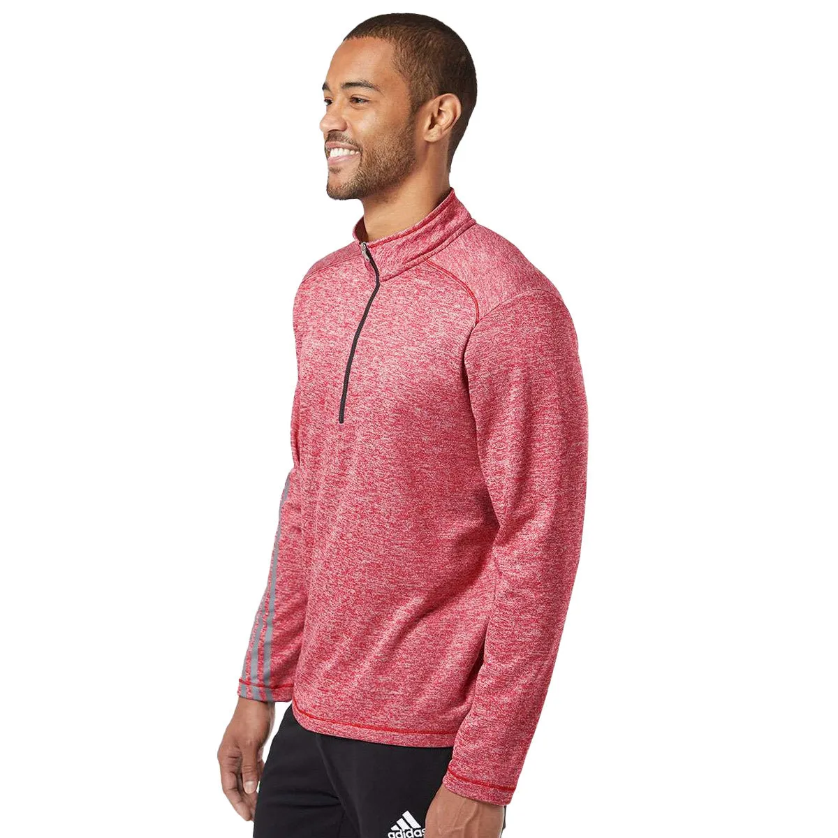 adidas Men's Brushed Terry Heathered Quarter-Zip Pullover