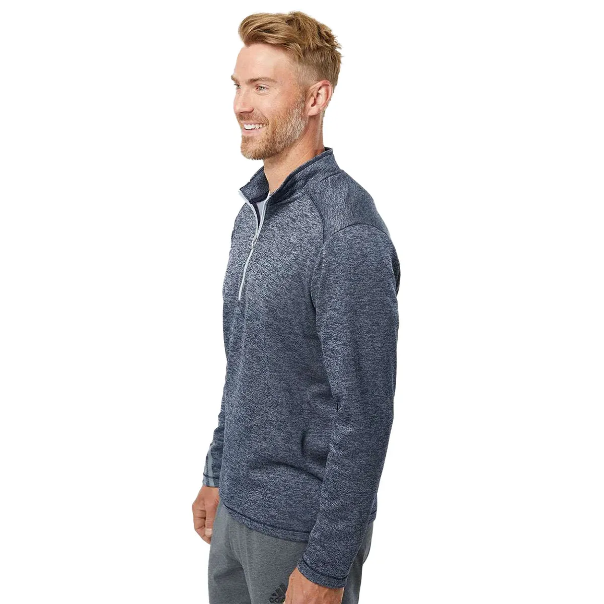 adidas Men's Brushed Terry Heathered Quarter-Zip Pullover