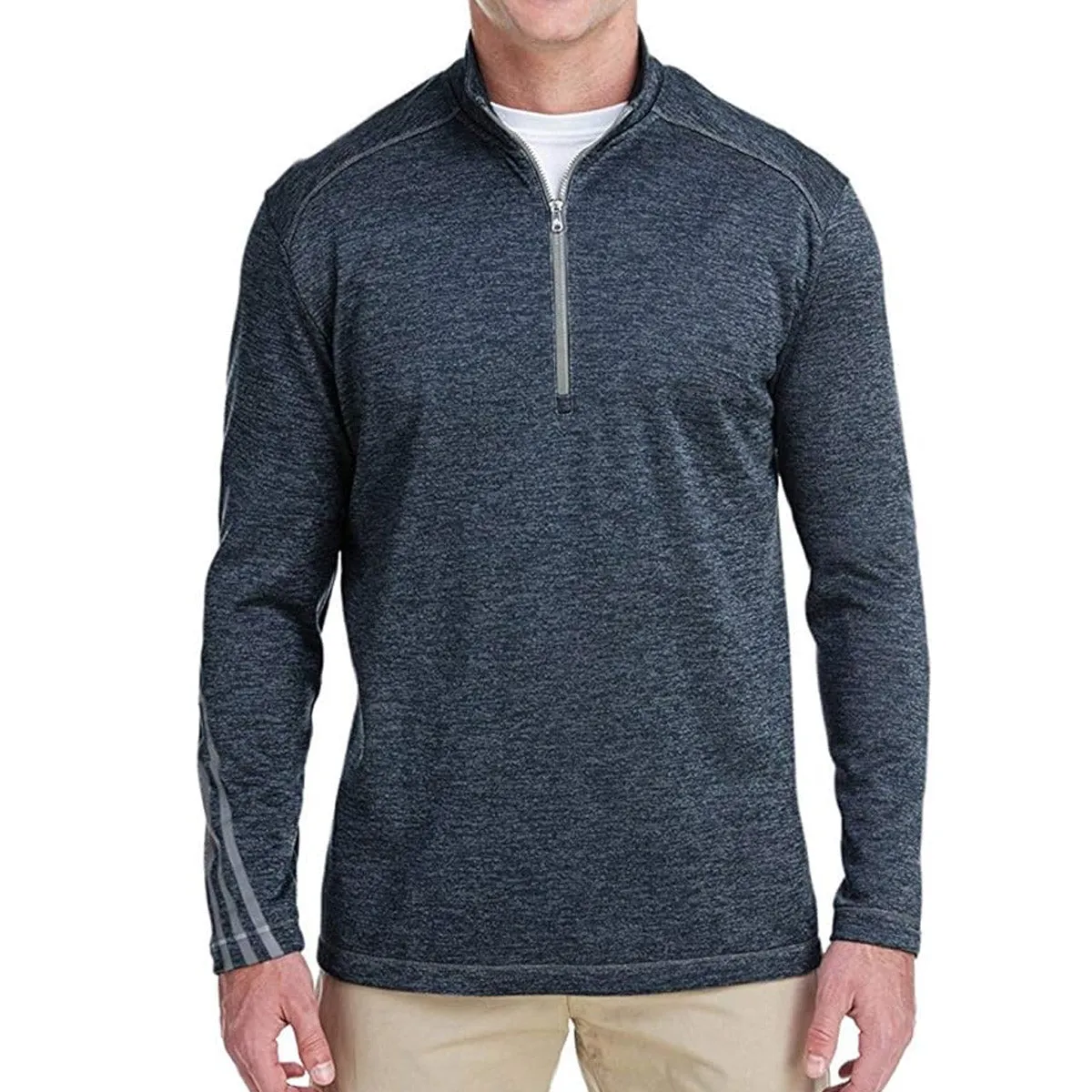 adidas Men's Brushed Terry Heathered Quarter-Zip Pullover