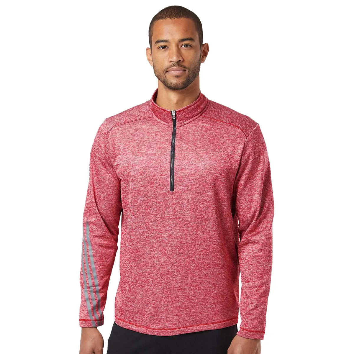 adidas Men's Brushed Terry Heathered Quarter-Zip Pullover