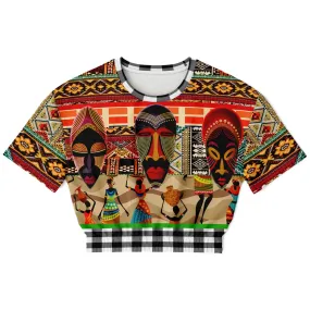 Africa Bombastic Short Sleeve Cropped Eco-Poly Sweater