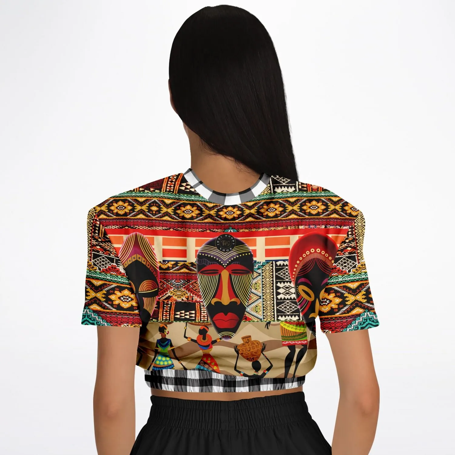 Africa Bombastic Short Sleeve Cropped Eco-Poly Sweater