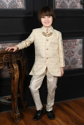 Ahhaaaa Kids Ethnic Indo-Western 2-Piece Traditional Wedding Jodhpuri Style Sherwani For Boys