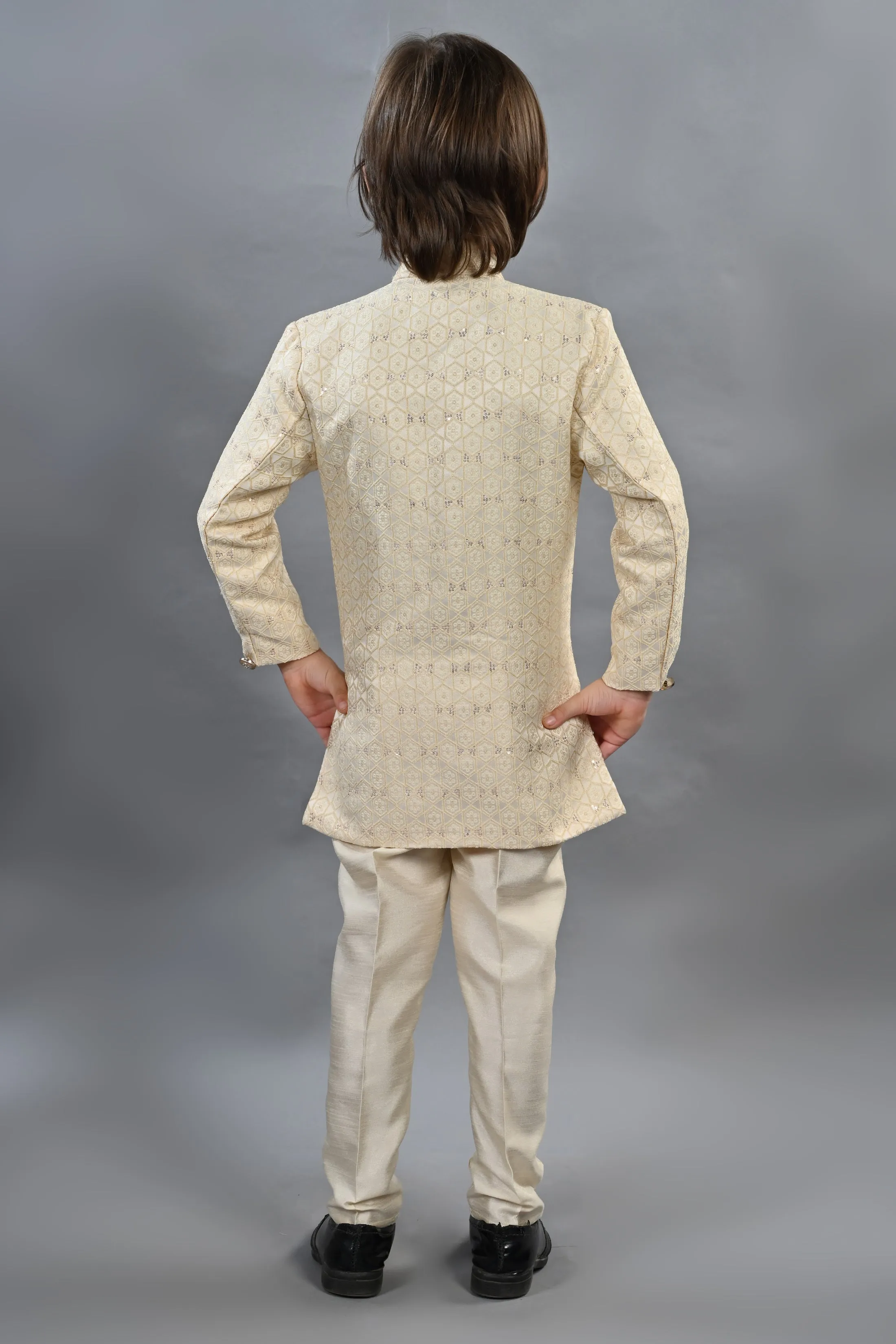 Ahhaaaa Kids Ethnic Indo-Western 2-Piece Traditional Wedding Jodhpuri Style Sherwani For Boys