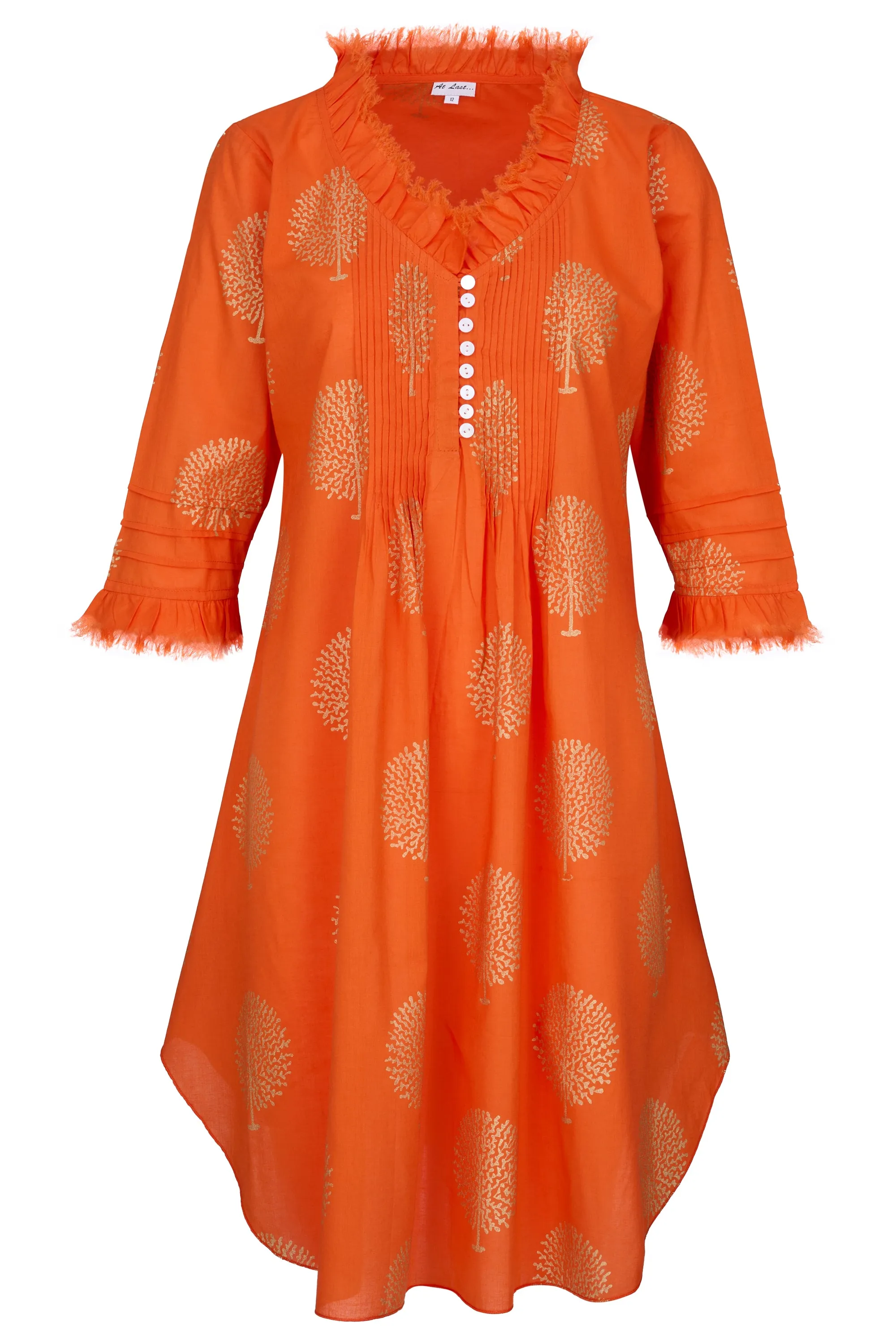 Annabel Cotton Tunic in Tangerine & Gold