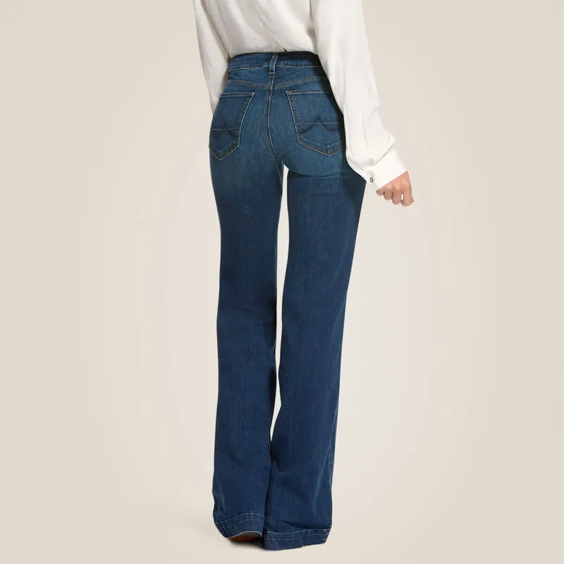 Ariat Ladies Trouser Mid Rise Stretch Kelsea Wide Leg Jean Style 10027695