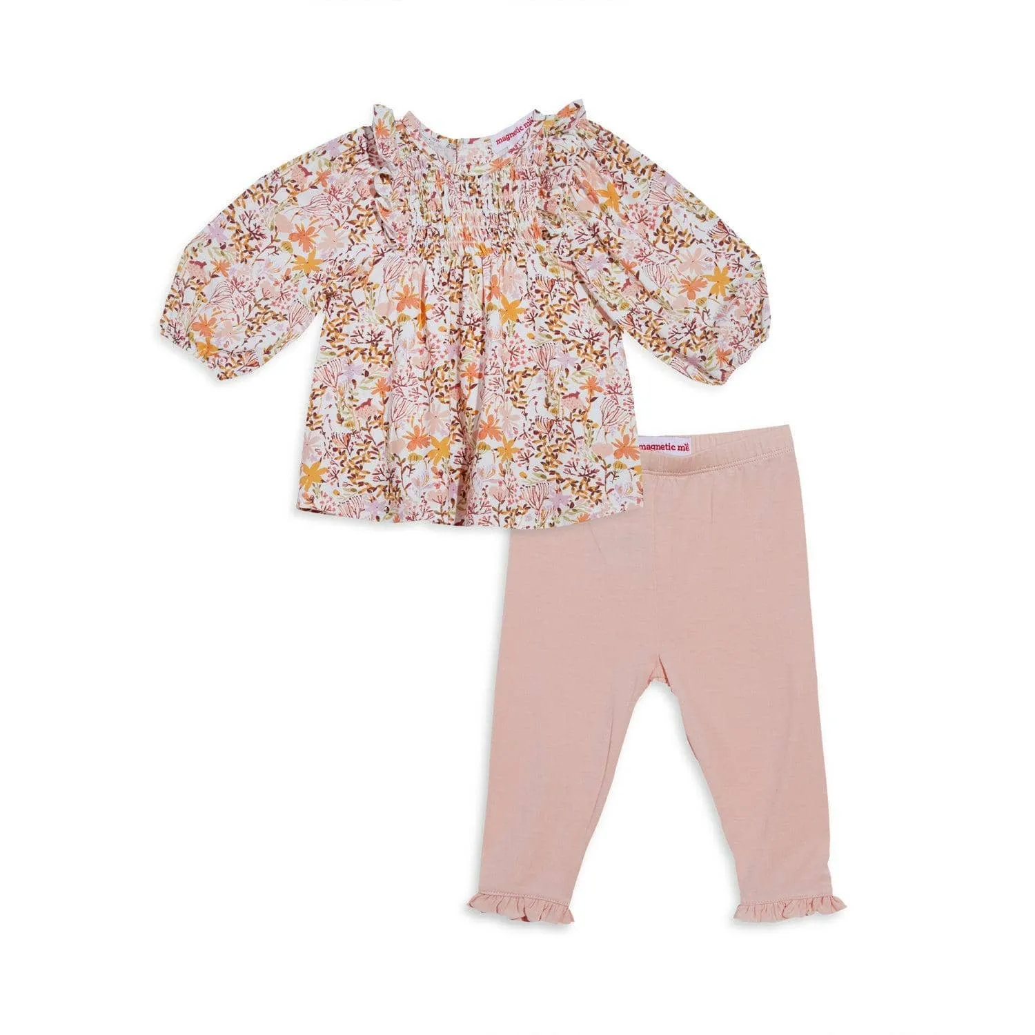 as the leaves turn modal magnetic ruffle infant Smocked Top and Leggings