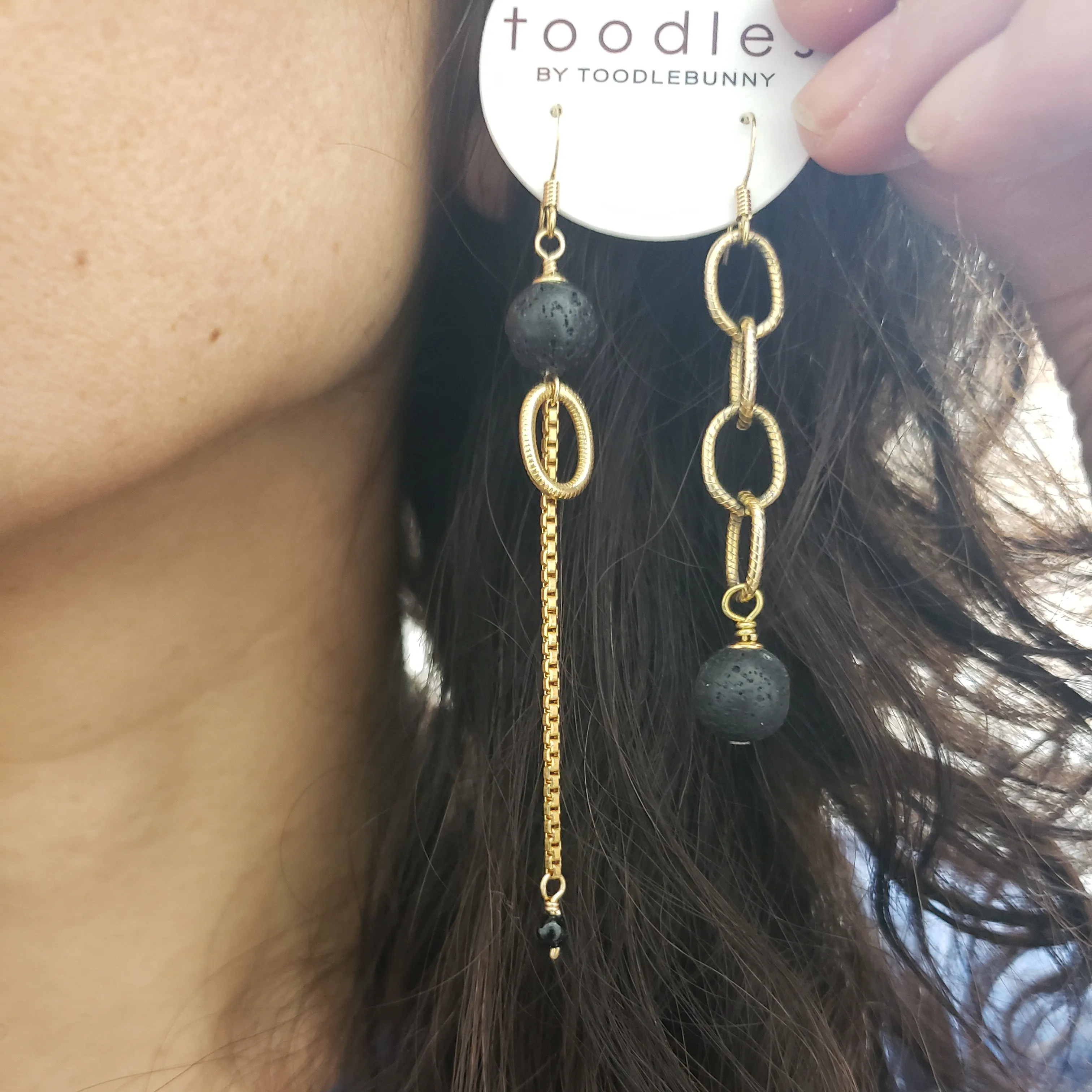 Asymmetric Lava drop earrings