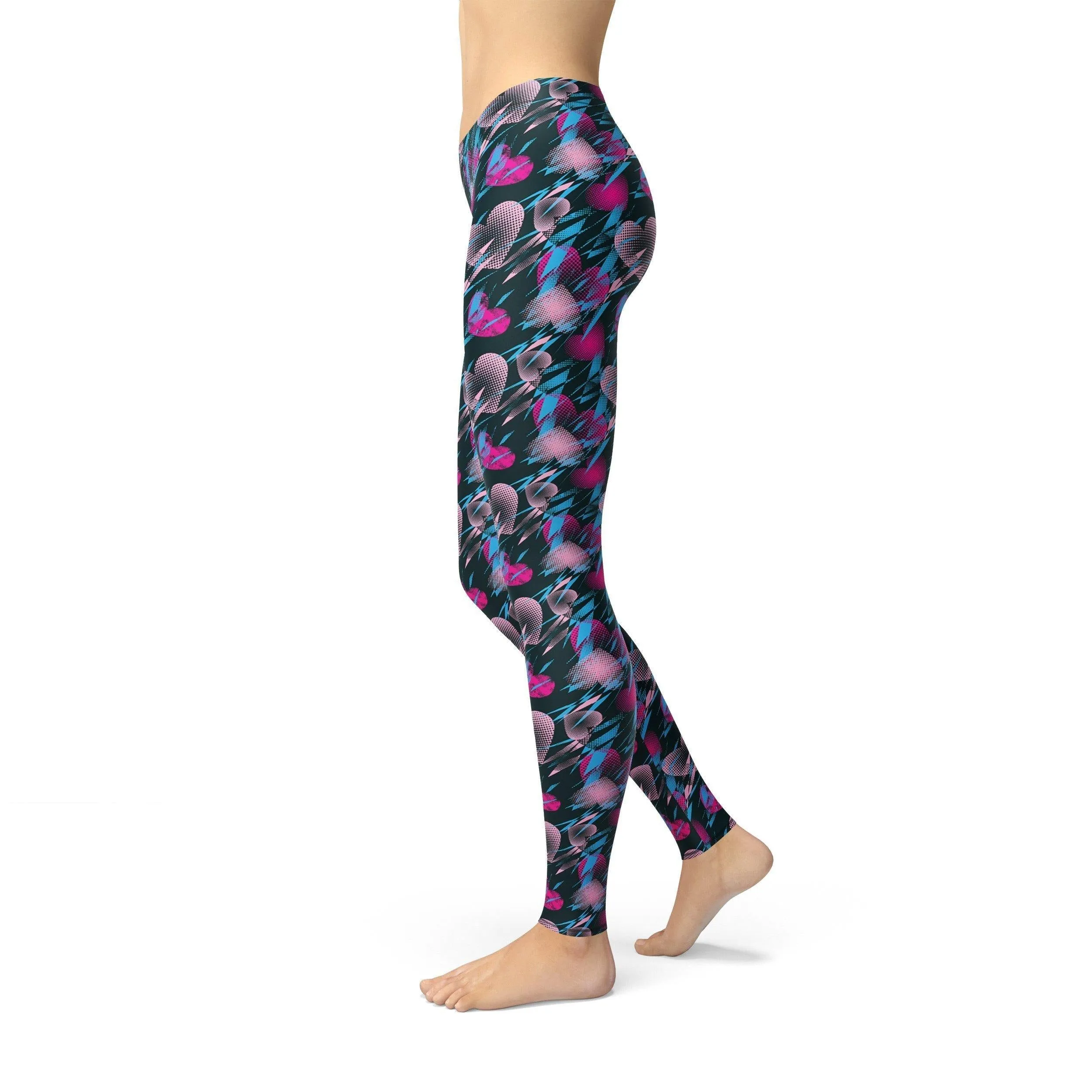 Avery Blue Pink Hearts Leggings