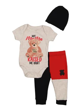 Baby Boys 0-9M Bear Graphic Bodysuit and Joggers with Hat