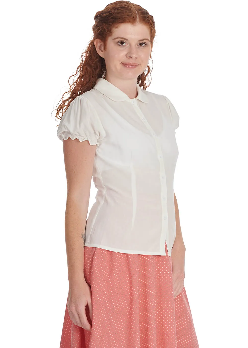 Banned Betsy Bloom 40's Blouse White