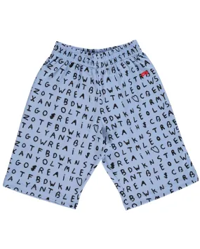 BEAU LOVES  Open Swimming Blue Alphabet Shorts