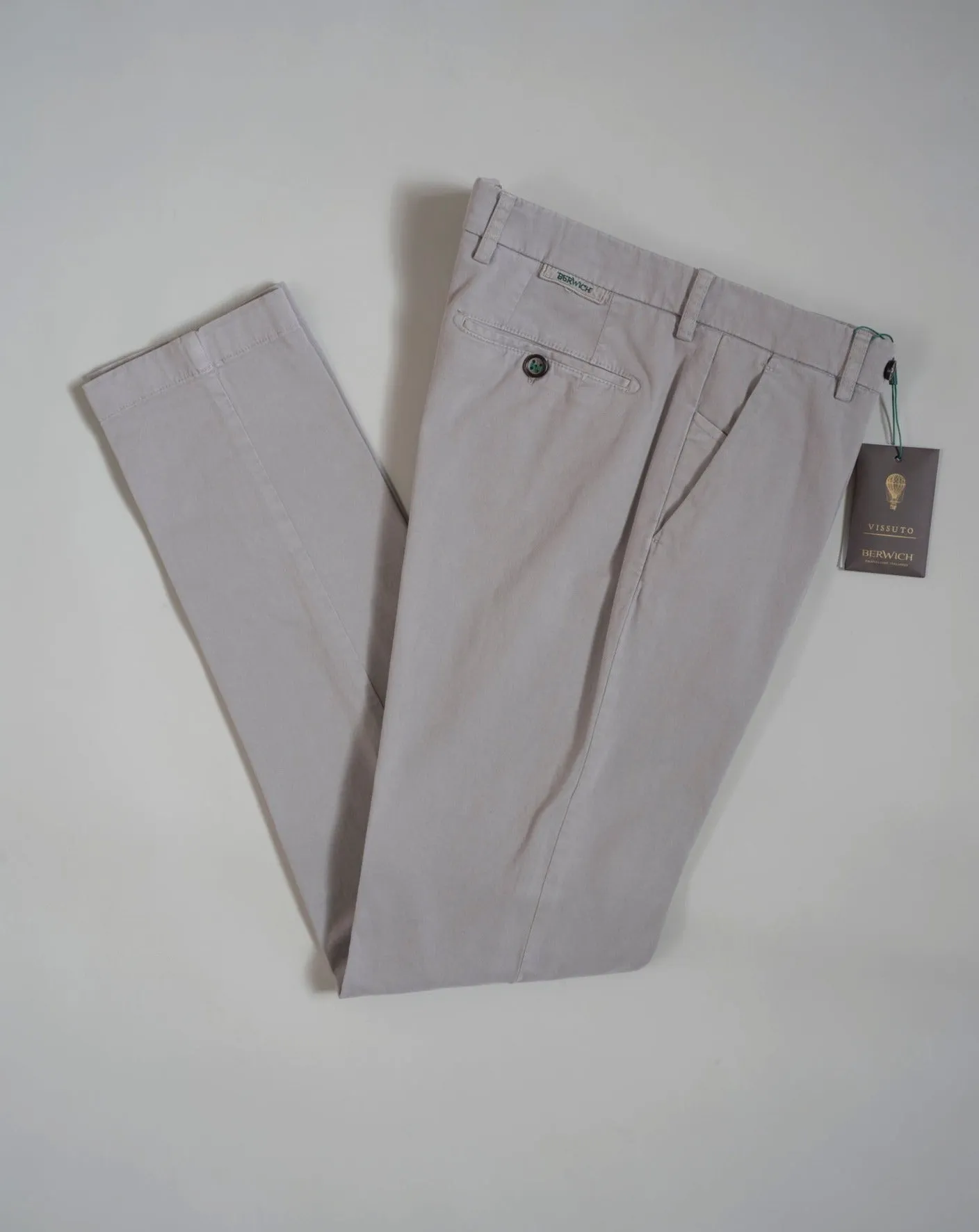 Berwich Morello Garment Dyed Chinos / Conza / Light Grey