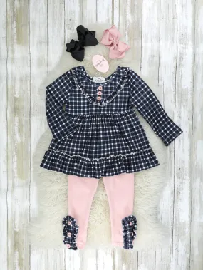 Black & Pink Polka Dot Ruffle Outfit