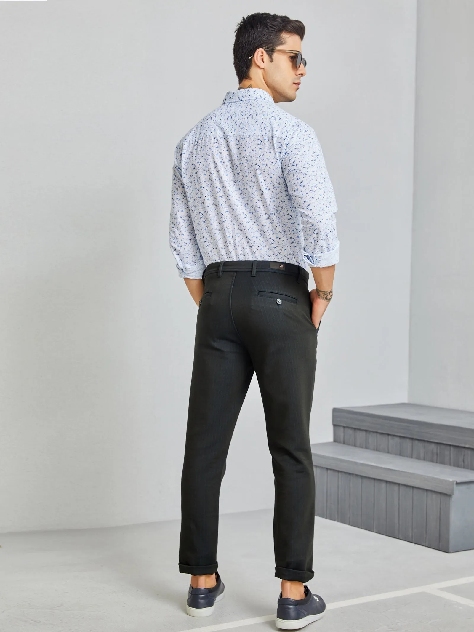 Black Striped Stretch Trouser