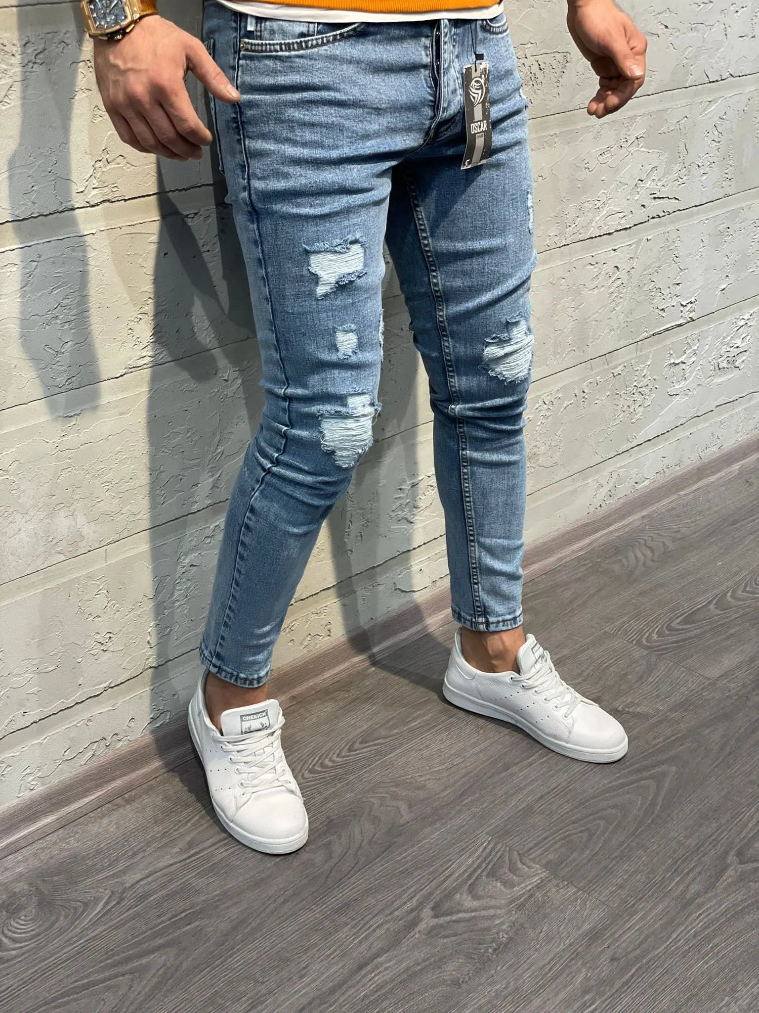 Blue Ripped Skinny Jeans DD59