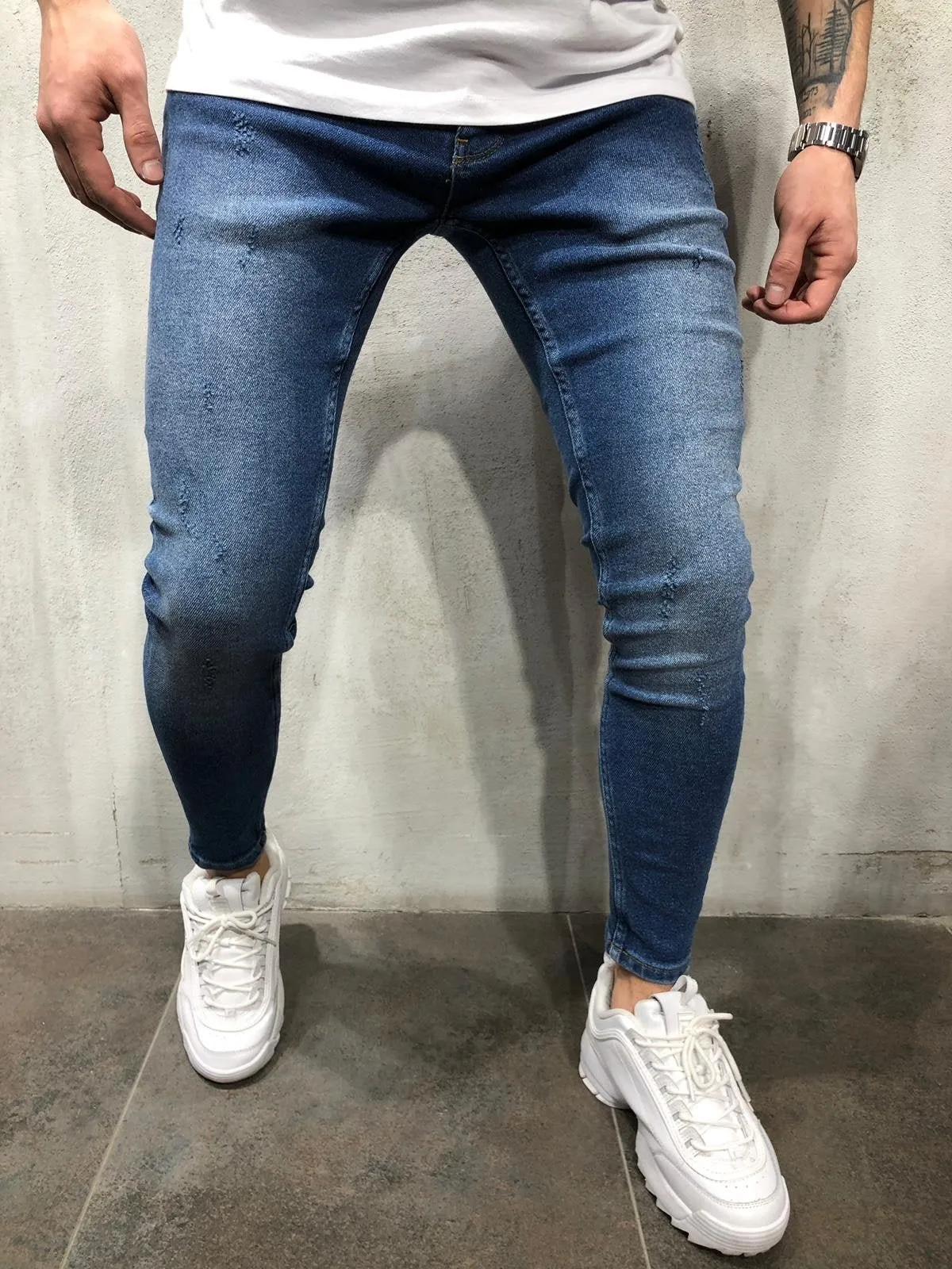 Blue Ultra Skinny Fit Denim AY307 Streetwear Jeans