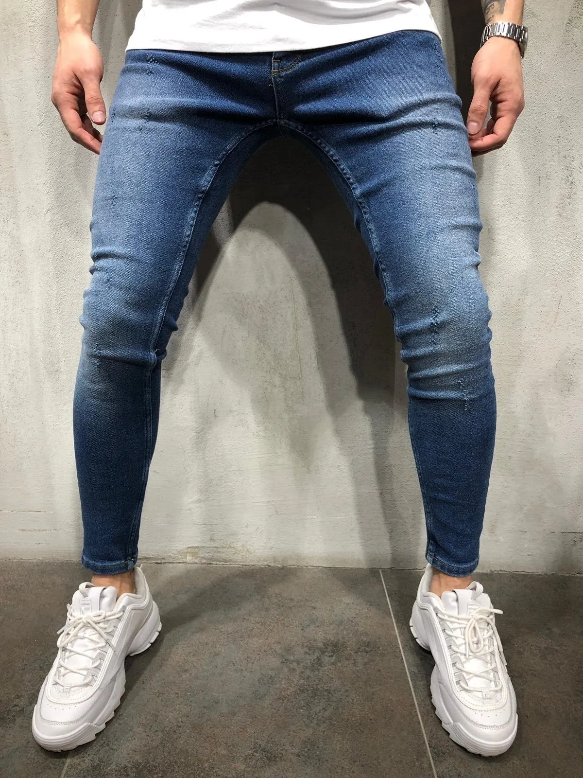 Blue Ultra Skinny Fit Denim AY307 Streetwear Jeans