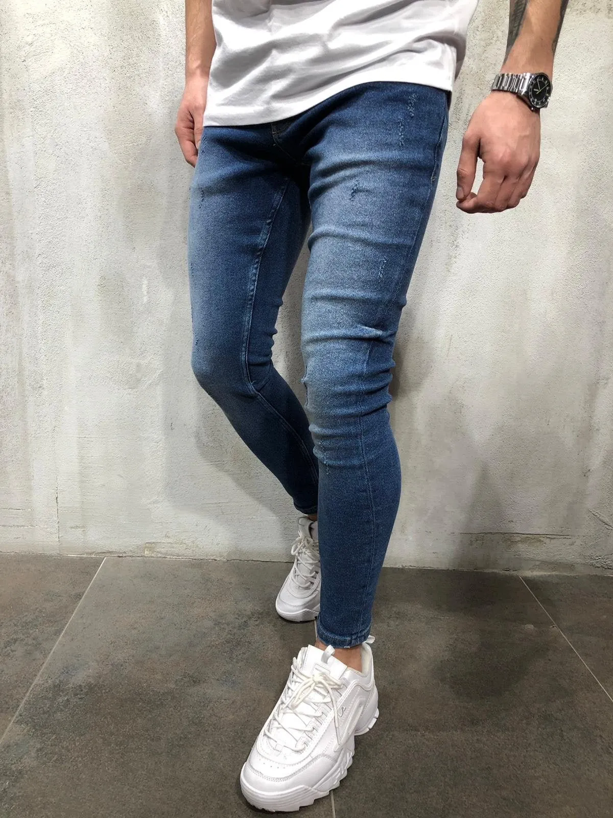 Blue Ultra Skinny Fit Denim AY307 Streetwear Jeans