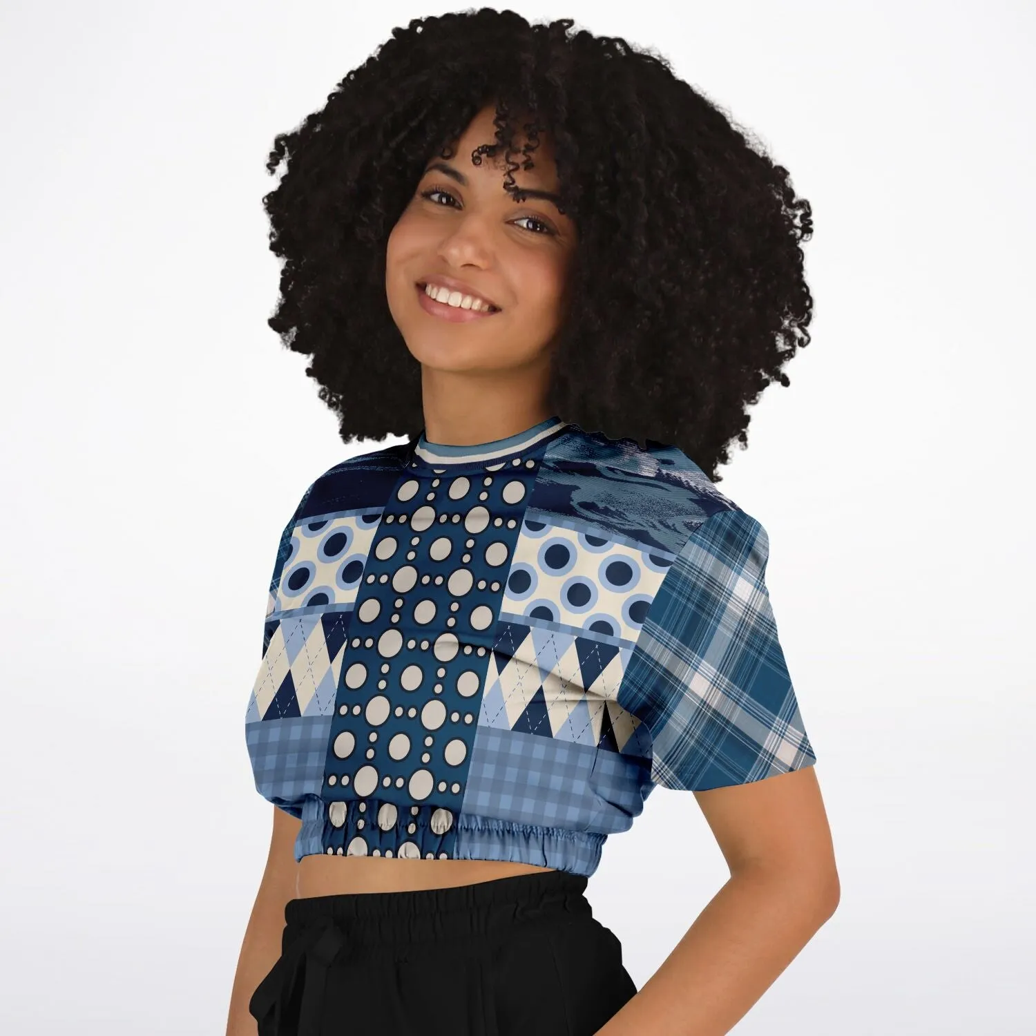 Blueberry Hill Short Sleeve Cropped Eco-Poly Sweater