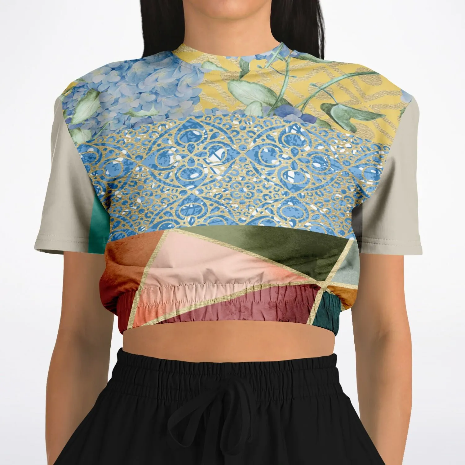 Calico Esplanade Short Sleeve Cropped Eco-Poly Sweater