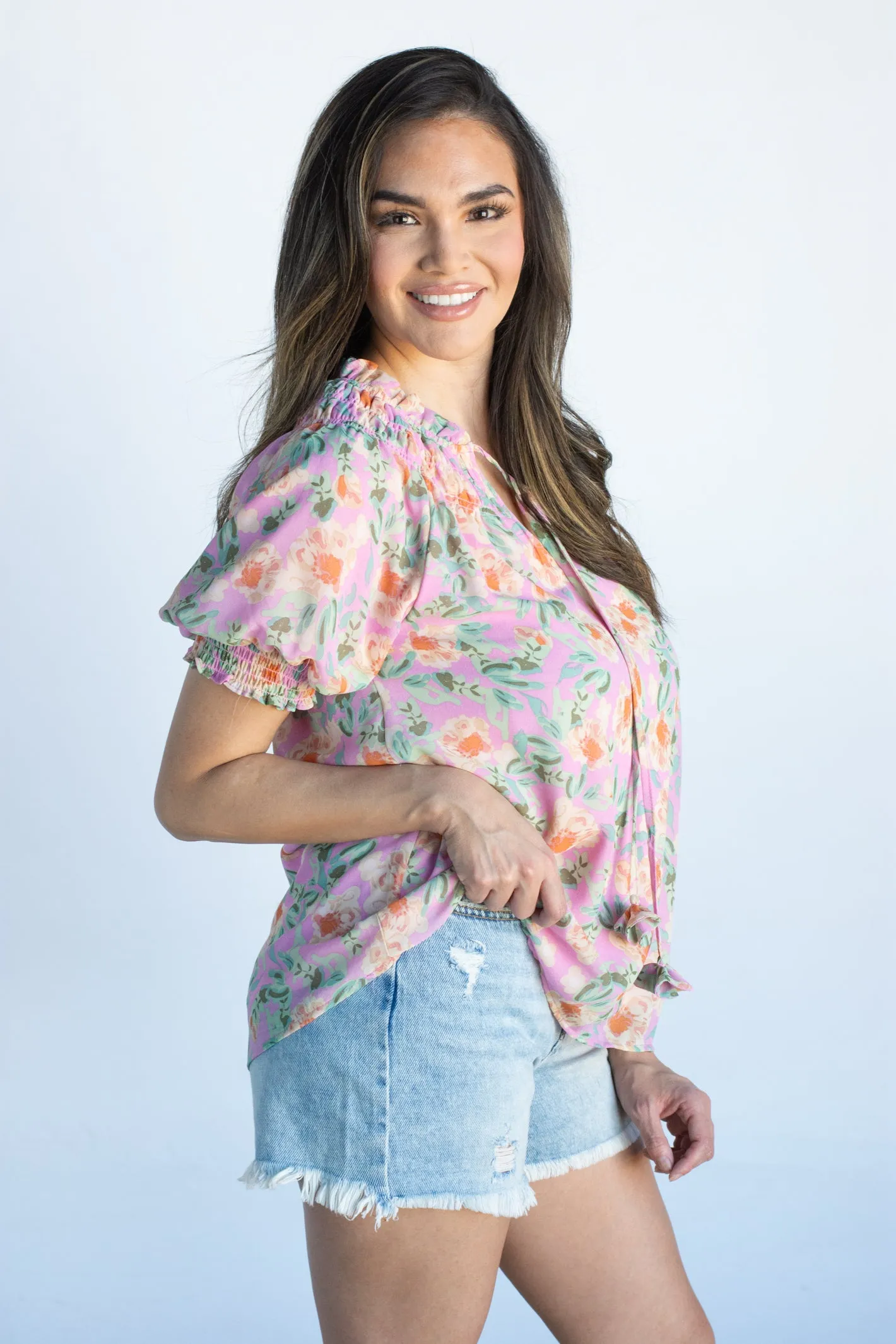 Comfortable with You Pink Floral Top