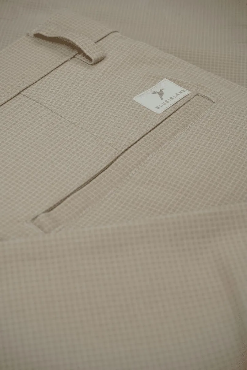 Cream Checked - 2 way stretch - COTTON PANT