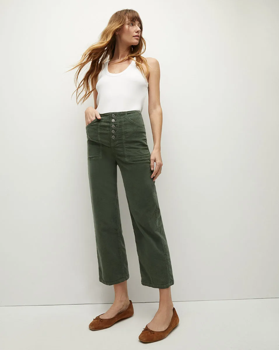 Crosbie Corduroy Cropped Wide-Leg Pant