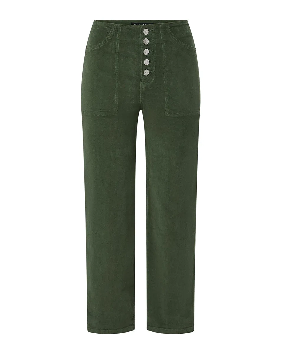 Crosbie Corduroy Cropped Wide-Leg Pant