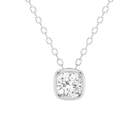 Cushion Cut Moissanite Bezel Set Solitaire Pendant Necklace