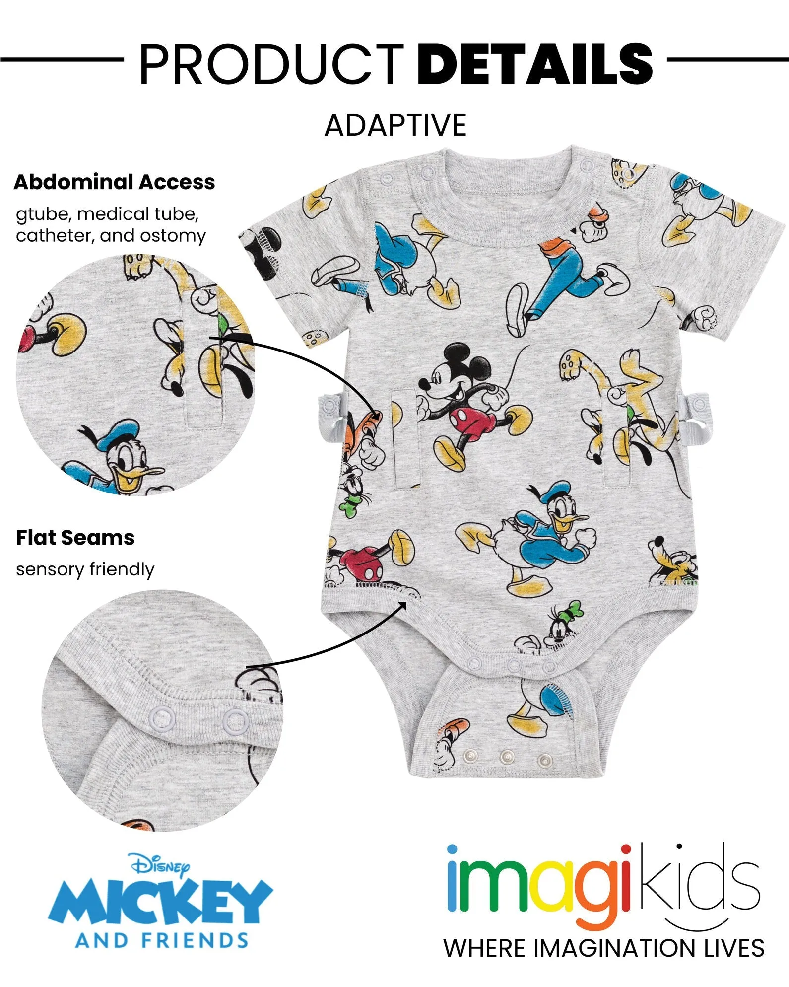 Disney Mickey Mouse G-Tube Adaptive Bodysuit