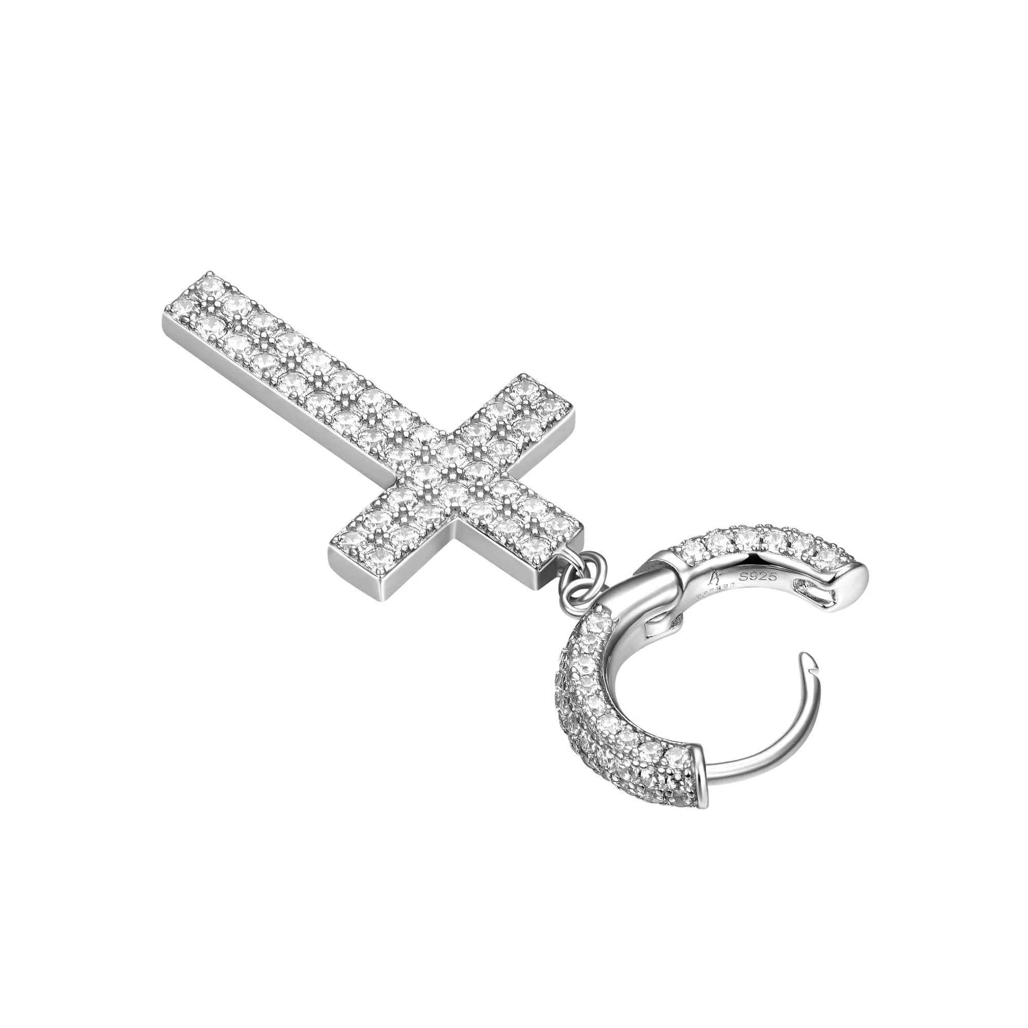 Double Row Cross Dangly Earring S925 - Single