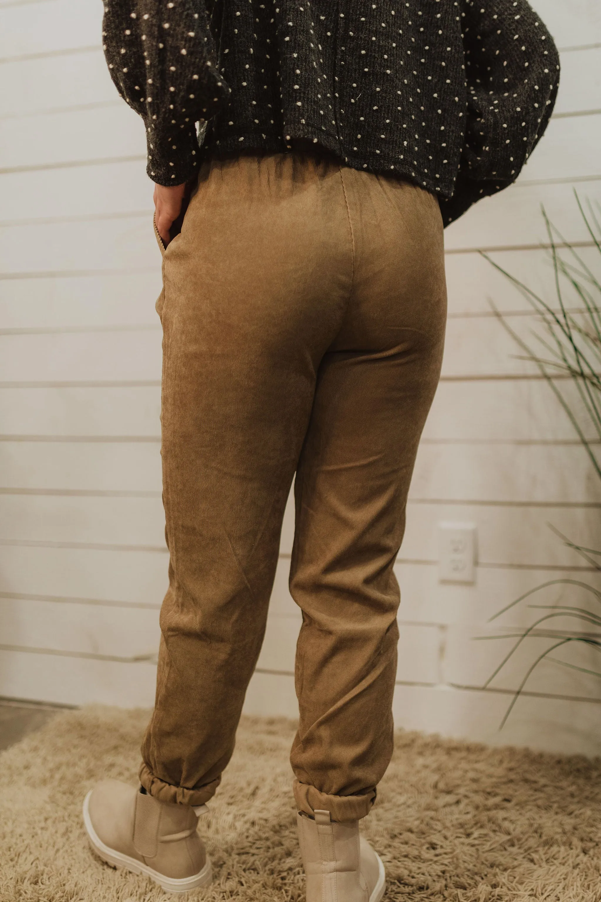 DRAWSTRING CORDUROY JOGGERS BY IVY & CO