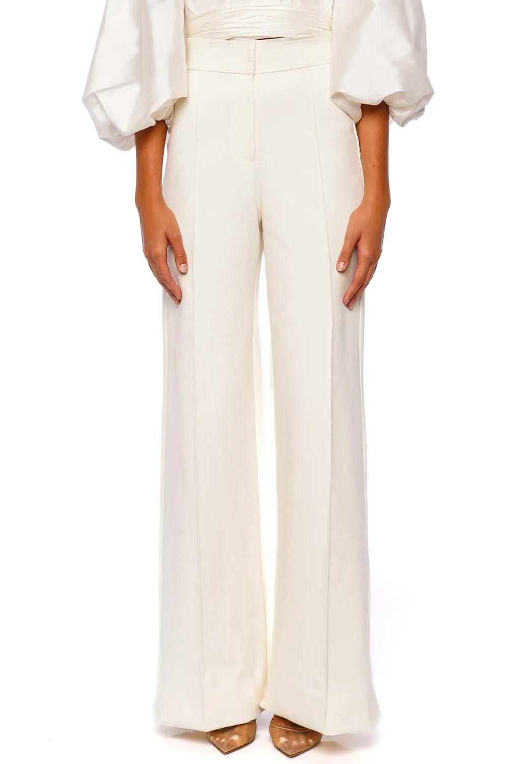 Eres Libertad Off White Straight Leg Pant