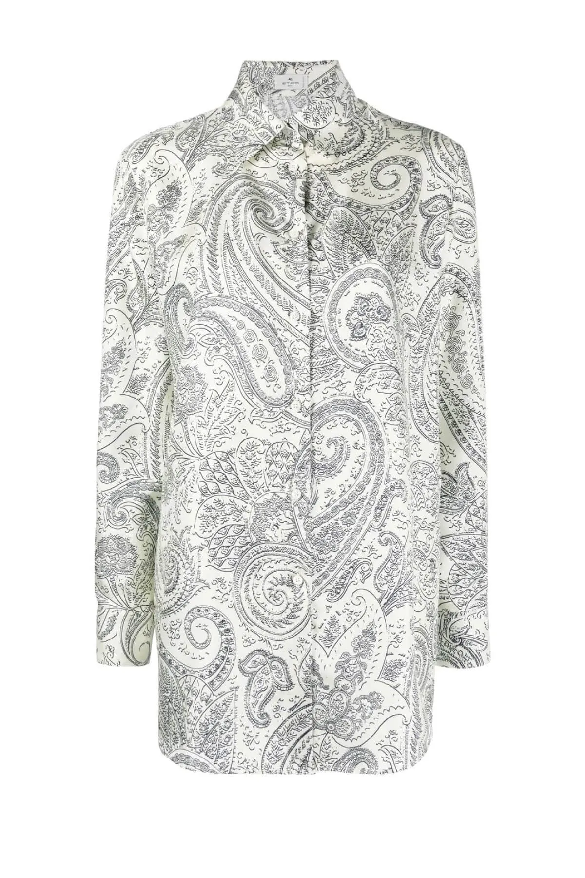 Etro Paisley Print Silk Shirt - Black/ White