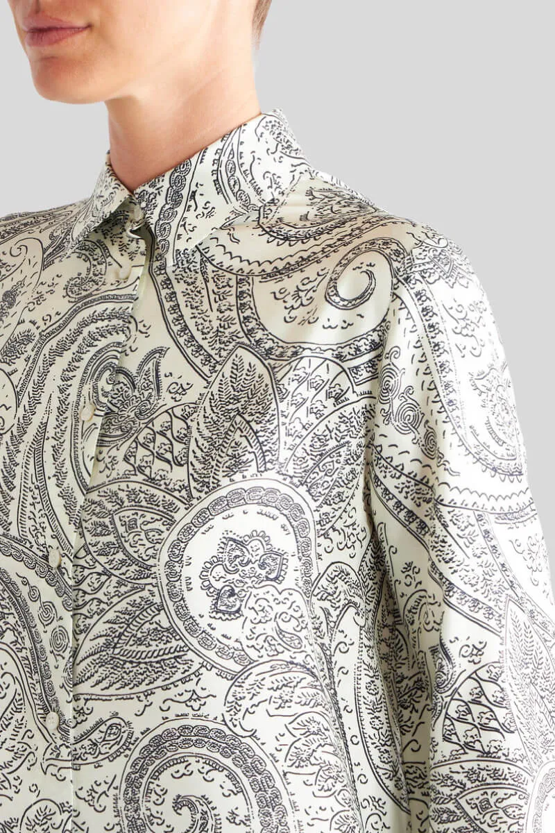 Etro Paisley Print Silk Shirt - Black/ White