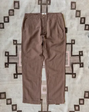 Flat Front Cotton Linen Twill Chino - Churro Brown