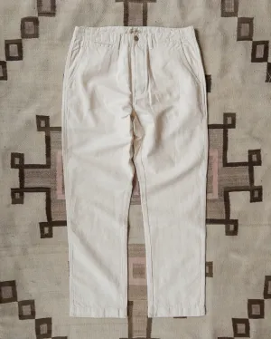 Flat Front Cotton Linen Twill Chino - Unbleached