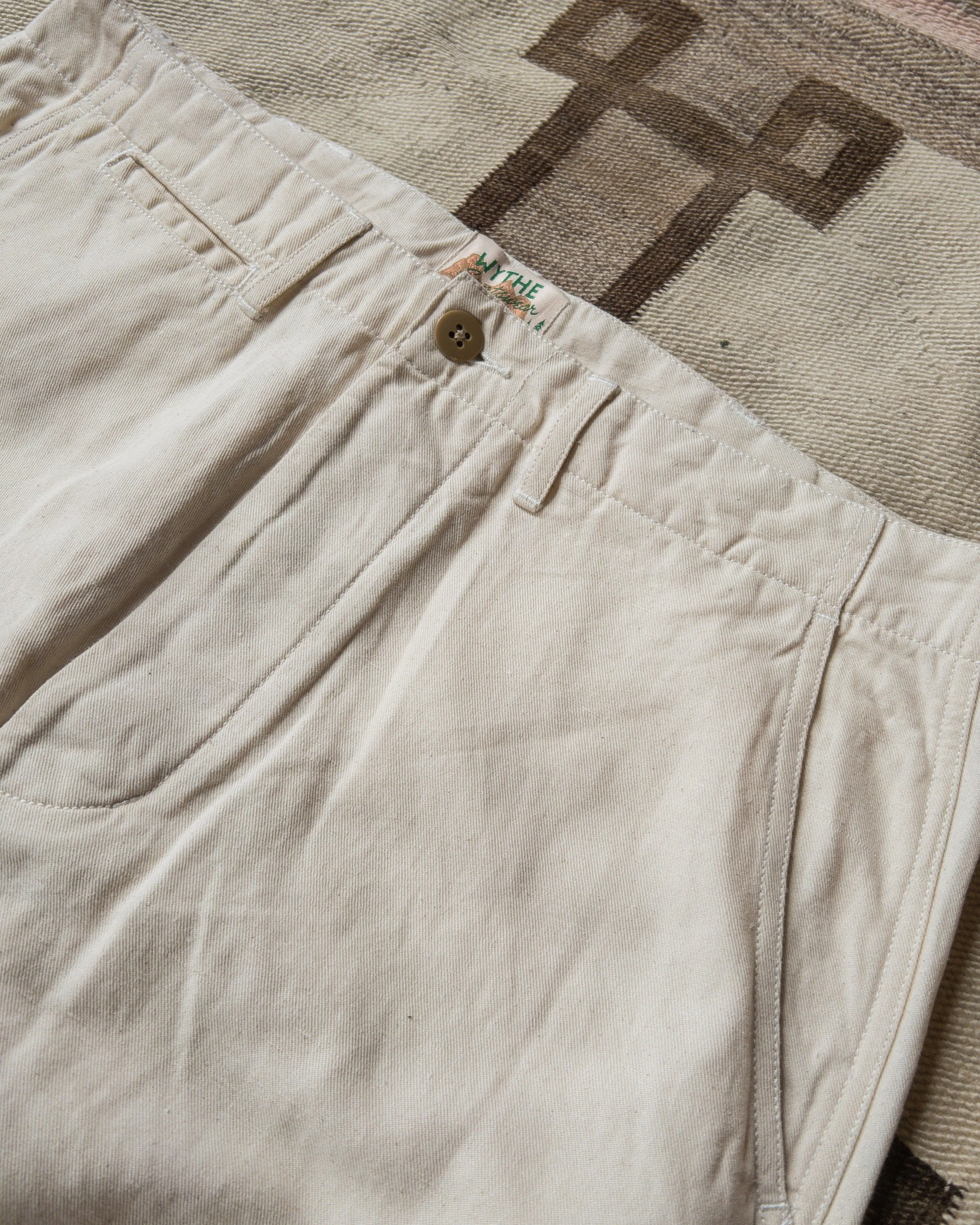 Flat Front Cotton Linen Twill Chino - Unbleached