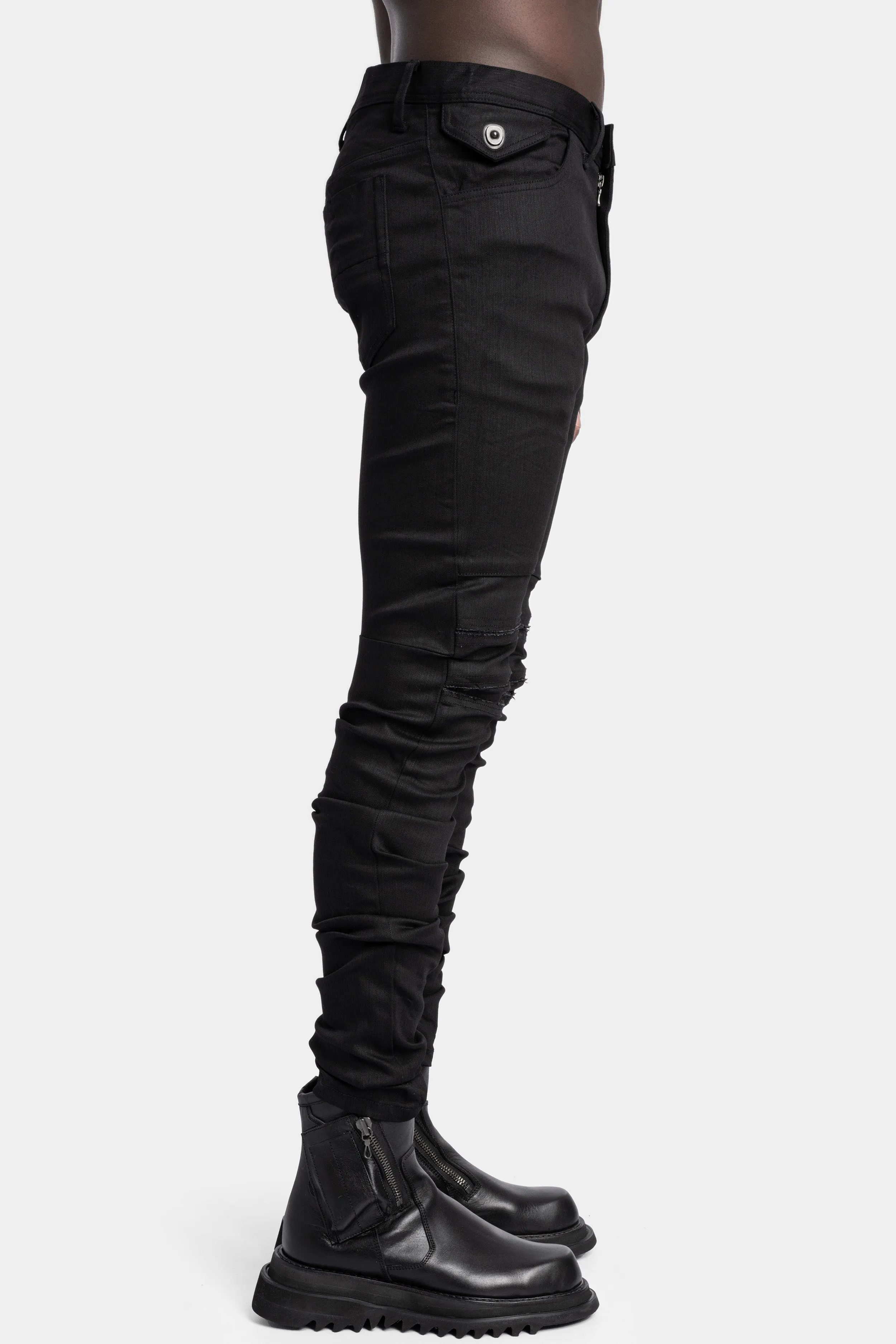 Folded split knee jeans