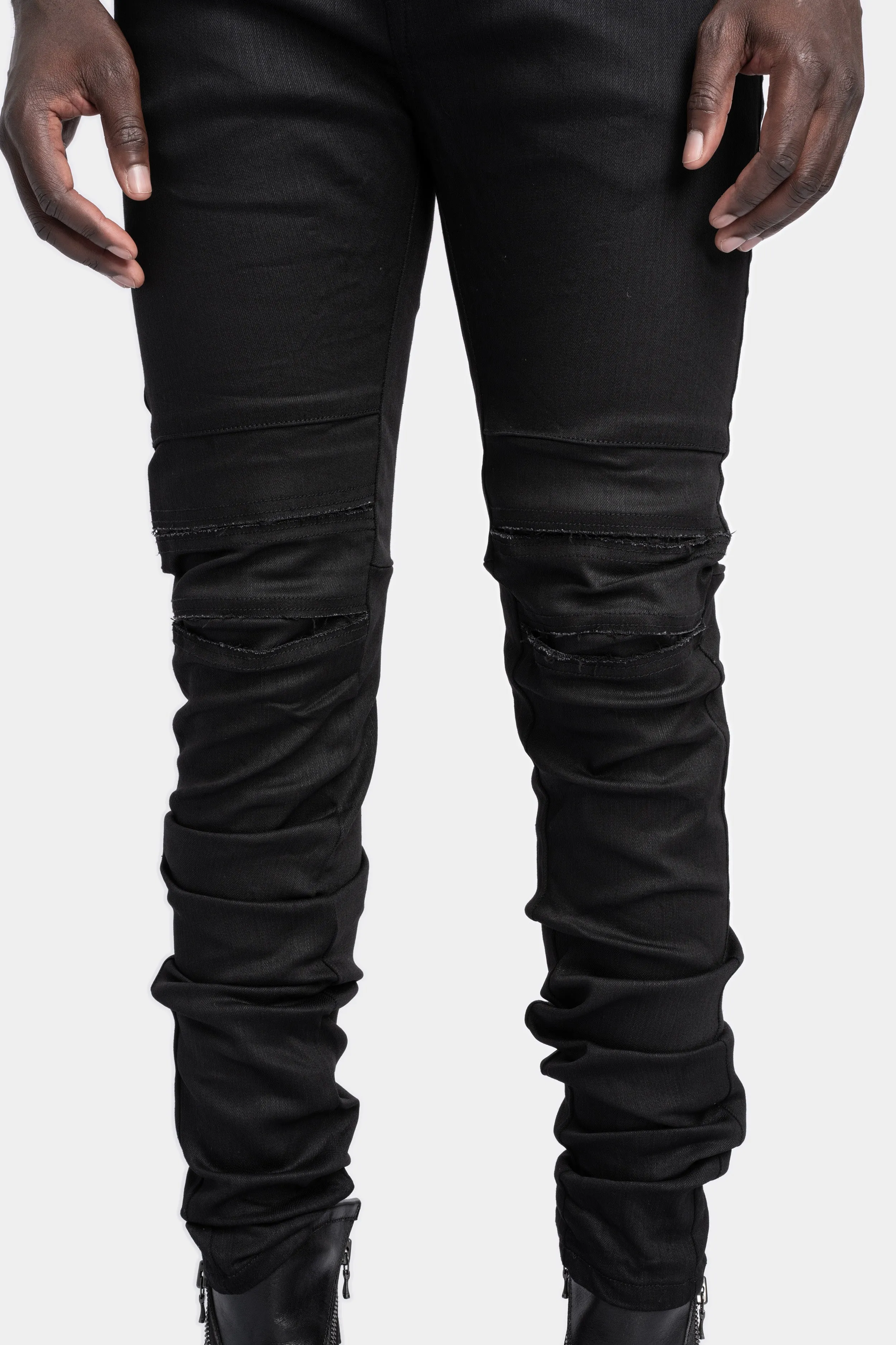 Folded split knee jeans