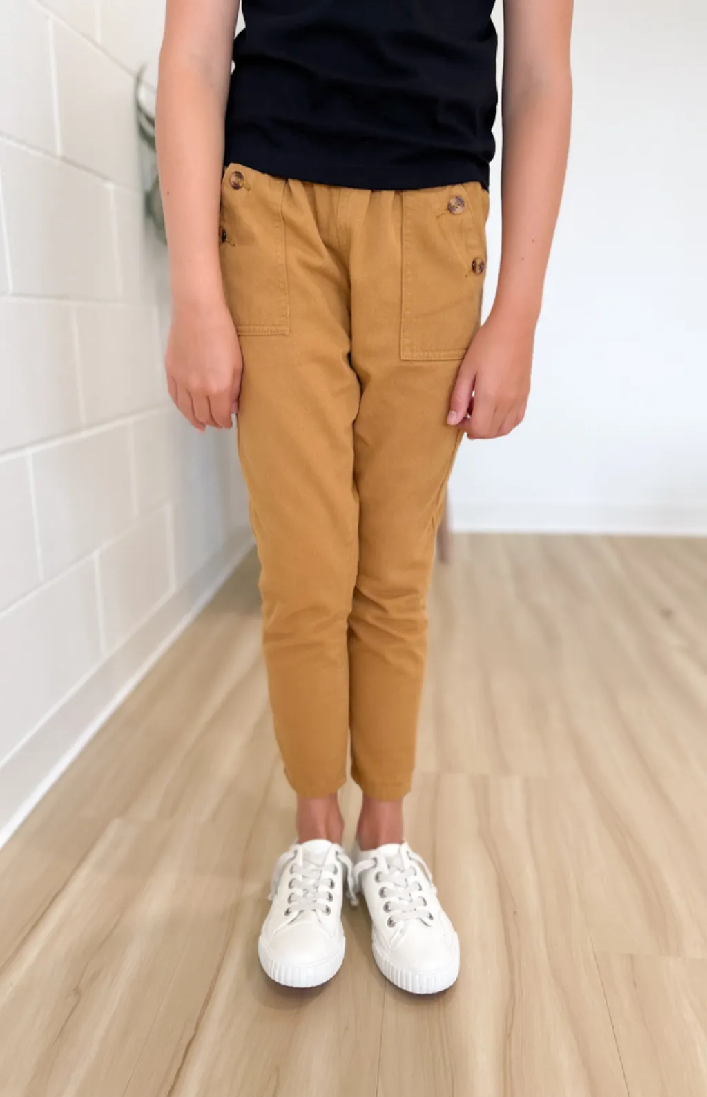 Girls Tapered Camel Dress Pants