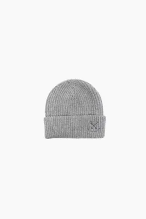 Golden Goose Logo Embroidered Beanie - Grey Melange