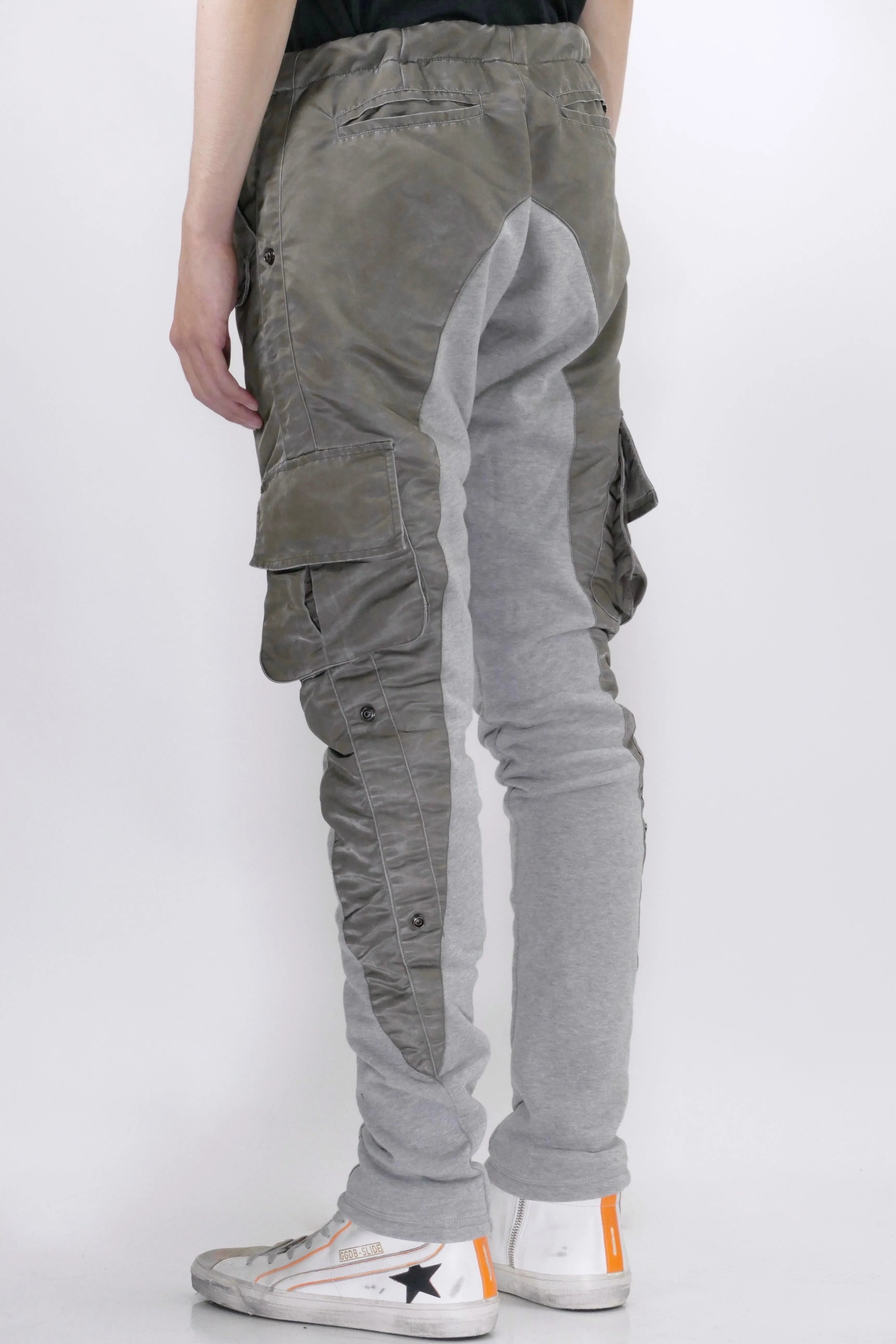 Greg Lauren Washed Satin 50 50 Pants - Army Grey